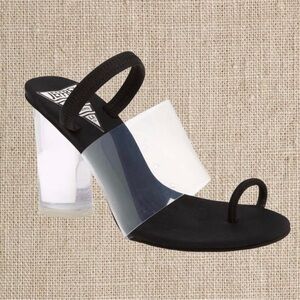 Jeffery Campbell black  and clear block heels